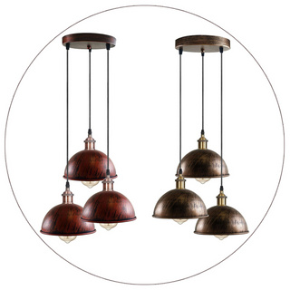 Industrial Vintage Loft Bar Chandelier 3 hanging Pendant Light Fittings Metal Shade,Hanging Cluster Ceiling 3 Lights Fixture~1263 - Giant Lobelia
