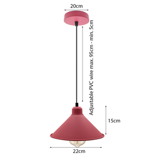 Retro Industrial Hanging Chandelier Ceiling Cone Shade pink colour  Vintage Metal Pendant light~1001 - Giant Lobelia