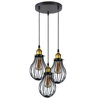 Industrial 3 heads Black hanging Pendant Ceiling Light Cover Decorative Cage light fixture~3445 - Giant Lobelia