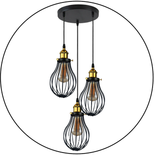 Industrial 3 heads Black hanging Pendant Ceiling Light Cover Decorative Cage light fixture~3445 - Giant Lobelia