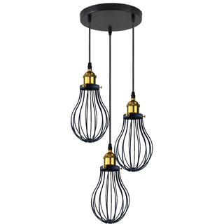 Industrial 3 heads Black hanging Pendant Ceiling Light Cover Decorative Cage light fixture~3445 - Giant Lobelia