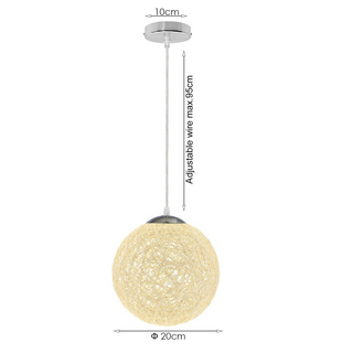 Modern Medium Cream Lattice Wicker Rattan Globe Ball Style Ceiling Pendant Light Lampshade~1809 - Giant Lobelia