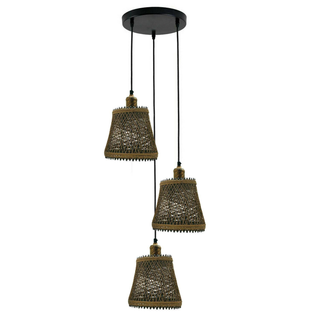 Industrial Rattan Wicker Design Chandelier Ceiling Pendant Light Brown Finish~1416 - Giant Lobelia