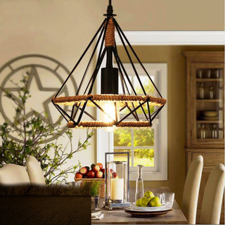 Industrial Retro Black Hemp Cage Loft 3 Light Cluster Pendant Light~3216 - Giant Lobelia