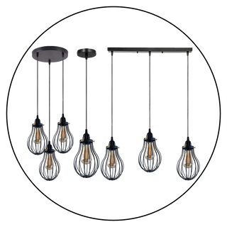 Retro Industrial Black Indoor Hanging Adjustable Pendant Light Big Vase Cage Ceiling Chandelier~3398 - Giant Lobelia