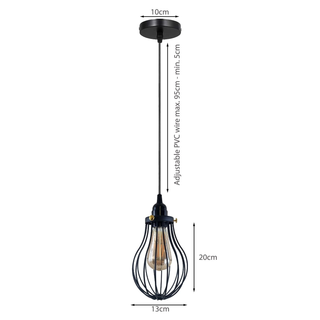 Retro Industrial Black Indoor Hanging Adjustable Pendant Light Big Vase Cage Ceiling Chandelier~3398 - Giant Lobelia