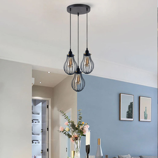 Retro Industrial Black Indoor Hanging Adjustable Pendant Light Big Vase Cage Ceiling Chandelier~3398 - Giant Lobelia