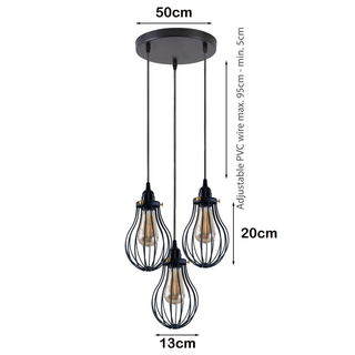 Retro Industrial Black Indoor Hanging Adjustable Pendant Light Big Vase Cage Ceiling Chandelier~3398 - Giant Lobelia