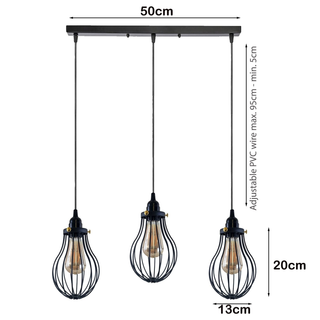 Retro Industrial Black Indoor Hanging Adjustable Pendant Light Big Vase Cage Ceiling Chandelier~3398 - Giant Lobelia