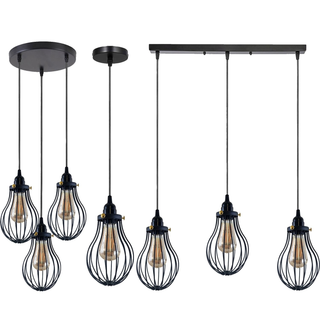 Retro Industrial Black Indoor Hanging Adjustable Pendant Light Big Vase Cage Ceiling Chandelier~3398 - Giant Lobelia