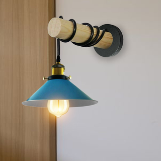 Modern Combined Solid Wooden Arm Chandelier Lighting With Blue Cone Shaped Metal Shade wall sconce~3478 - Giant Lobelia