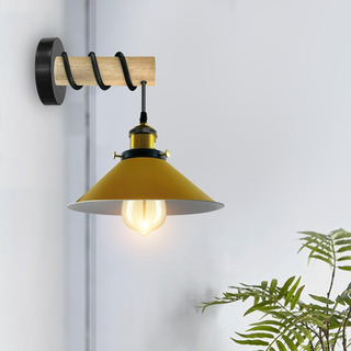 Modern Combined Solid Wooden Arm Chandelier Lighting With Yellow Cone Shaped Metal Shade wall sconce~3477 - Giant Lobelia