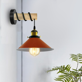 Modern Combined Solid Wooden Arm Chandelier Lighting With Orange Cone Shaped Metal Shade wall sconce~3474 - Giant Lobelia