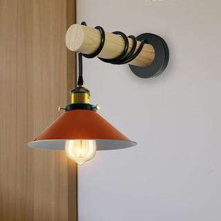 Modern Combined Solid Wooden Arm Chandelier Lighting With Orange Cone Shaped Metal Shade wall sconce~3474 - Giant Lobelia