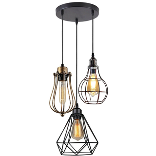 Industrial Kitchen Island Chandelier 3 Light Cage Ceiling Hanging Pendant Lamp~4067 - Giant Lobelia