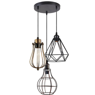 Industrial Kitchen Island Chandelier 3 Light Cage Ceiling Hanging Pendant Lamp~4067 - Giant Lobelia