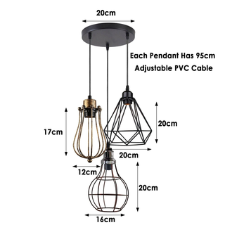 Industrial Kitchen Island Chandelier 3 Light Cage Ceiling Hanging Pendant Lamp~4067 - Giant Lobelia