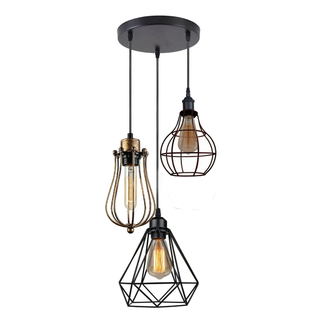 Industrial Kitchen Island Chandelier 3 Light Cage Ceiling Hanging Pendant Lamp~4067 - Giant Lobelia