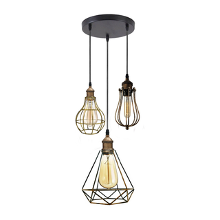 Industrial Kitchen Island Chandelier 3 Light Cage Ceiling Hanging Pendant Lamp~4067 - Giant Lobelia