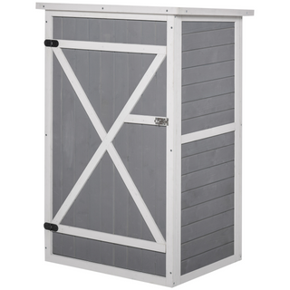 Garden Shed Wooden Garden Storage Shed Fir Wood Tool Cabinet Organiser with Shelves 75L x 56W x115Hcm Grey - Giant Lobelia