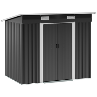 7 x 4ft Outdoor Garden Metal Storage Shed, Tool Storage Box for Backyard, Patio and Lawn, Black - Giant Lobelia