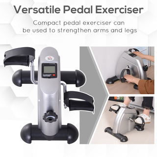 Mini Exercise Bike Portable Pedal Exerciser Arm Leg Cycle Gym Fitness LCD Display Adjustable Resistance Silver - Giant Lobelia