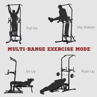 Multifunction Power Tower w/ Bench Home Workout Dip Station Push-up Bars Fitness Equipment Office Gym Training - Giant Lobelia