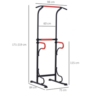 Steel Frame Multi-Use Exercise Power Tower Station Adjustable Height w/ Hand Grips Adjustable Feet Home Office Gym Training Workout Equipment - Giant Lobelia