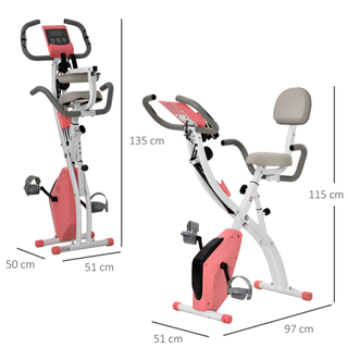 2-in-1 Foldable Exercise Bike Recumbent Stationary Bike 8-Level Adjustable Magnetic Resistance with Pulse Sensor LCD Display - Giant Lobelia