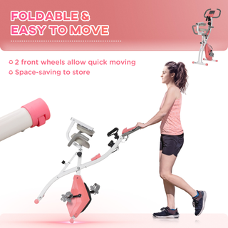 2-in-1 Foldable Exercise Bike Recumbent Stationary Bike 8-Level Adjustable Magnetic Resistance with Pulse Sensor LCD Display - Giant Lobelia