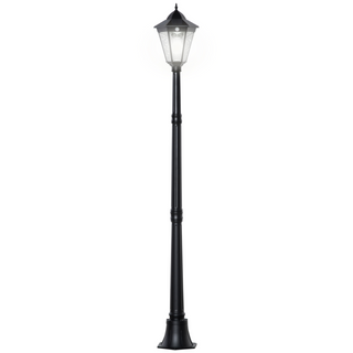 1.9M Garden Lamp Post Light, IP44 Outdoor LED Solar Powered Lantern Lamp with Aluminium Frame for Patio, Pathway and Walkway, Black - Giant Lobelia