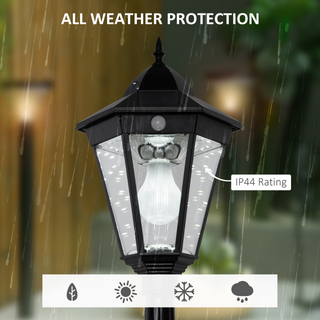 1.9M Garden Lamp Post Light, IP44 Outdoor LED Solar Powered Lantern Lamp with Aluminium Frame for Patio, Pathway and Walkway, Black - Giant Lobelia