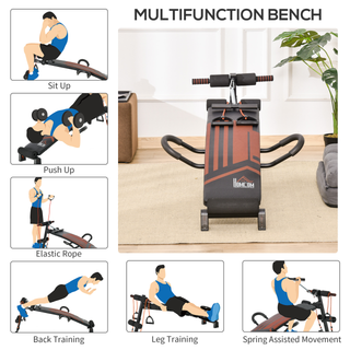 Multifunctional Sit Up Bench Adjustable Utility Board Ab Exercise Workout Fitness with Headrest for Home, Office and Gym, Black - Giant Lobelia