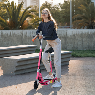 120W Teens Foldable Kids Powered Scooters 24V Rechargeable Battery Adjustable Ride on Outdoor Toy (Pink) - Giant Lobelia