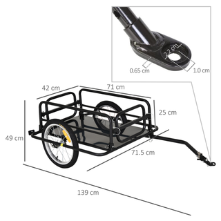 Folding Bike Trailer Cargo in Steel Frame, Extra Bicycle Storage Carrier with Hitch (Black) - Giant Lobelia