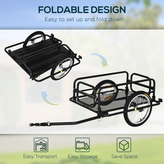 Folding Bike Trailer Cargo in Steel Frame, Extra Bicycle Storage Carrier with Hitch (Black) - Giant Lobelia