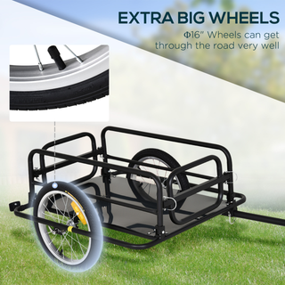 Folding Bike Trailer Cargo in Steel Frame, Extra Bicycle Storage Carrier with Hitch (Black) - Giant Lobelia