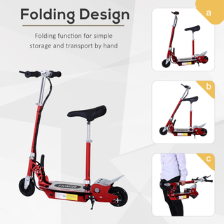 120W Teens Foldable Kids Powered Scooters 24V Rechargeable Battery Adjustable Ride on Outdoor Toy (Red) - Giant Lobelia