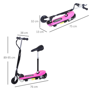 Outdoor Ride On Powered Scooter for kids Sporting Toy 120W Motor Bike 2 x 12V Battery - Pink - Giant Lobelia