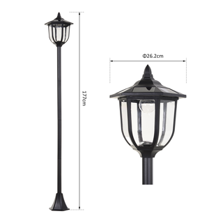 Outdoor Garden Solar Post Lamp Sensor Light  LED Lantern Bollard Pathway Torch Light 1.77m Tall - Giant Lobelia