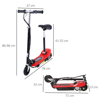 Outdoor Ride On Powered Scooter for kids Sporting Toy 120W Motor Bike 2 x 12V Battery - Red - Giant Lobelia