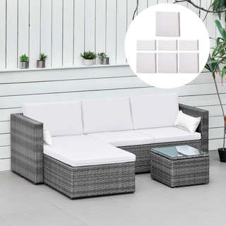 Rattan Garden Wicker Patio Furniture Cushion Cover Sofa Cover Replacement - COVER ONLY, White - Giant Lobelia