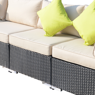 8 Pieces PE Rattan Corner Sofa Set - Giant Lobelia