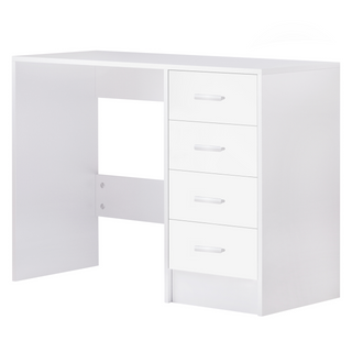 Computer Desk with Drawers, High Gloss Home Office Writing Workstation, White - Giant Lobelia