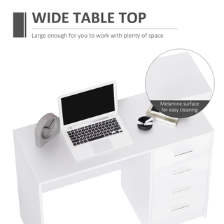 Computer Desk with Drawers, High Gloss Home Office Writing Workstation, White - Giant Lobelia