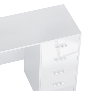 Computer Desk with Drawers, High Gloss Home Office Writing Workstation, White - Giant Lobelia