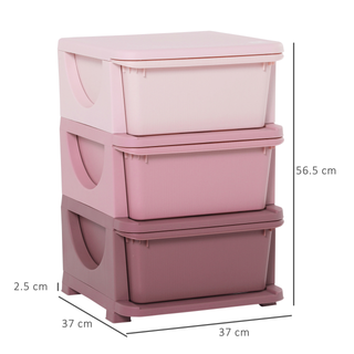 Kids Storage Units with 3 Drawers 3 Tier Chest Vertical Dresser Tower Toy Organizer for Nursery Playroom Kindergarten Pink - Giant Lobelia