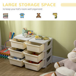 Kids Three-Tier Storage Unit Toy Storage Organiser Vertical Dresser Tower, for Nursery, Playroom, Classroom - Cream - Giant Lobelia