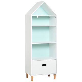 Kids Children Wooden Bookcase w/Drawer Bedroom Furniture Bookshelf Storage Rack Display Unit Toys Games Organisation Cabinet Pink Blue Back Panel 50 x 30 x 142 cm - Giant Lobelia