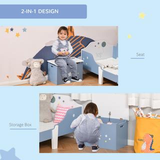 Kids Wooden Toy Box Children Storage Chest Organiser Side Handle Safety Hinge Play Room Furniture Blue - Giant Lobelia